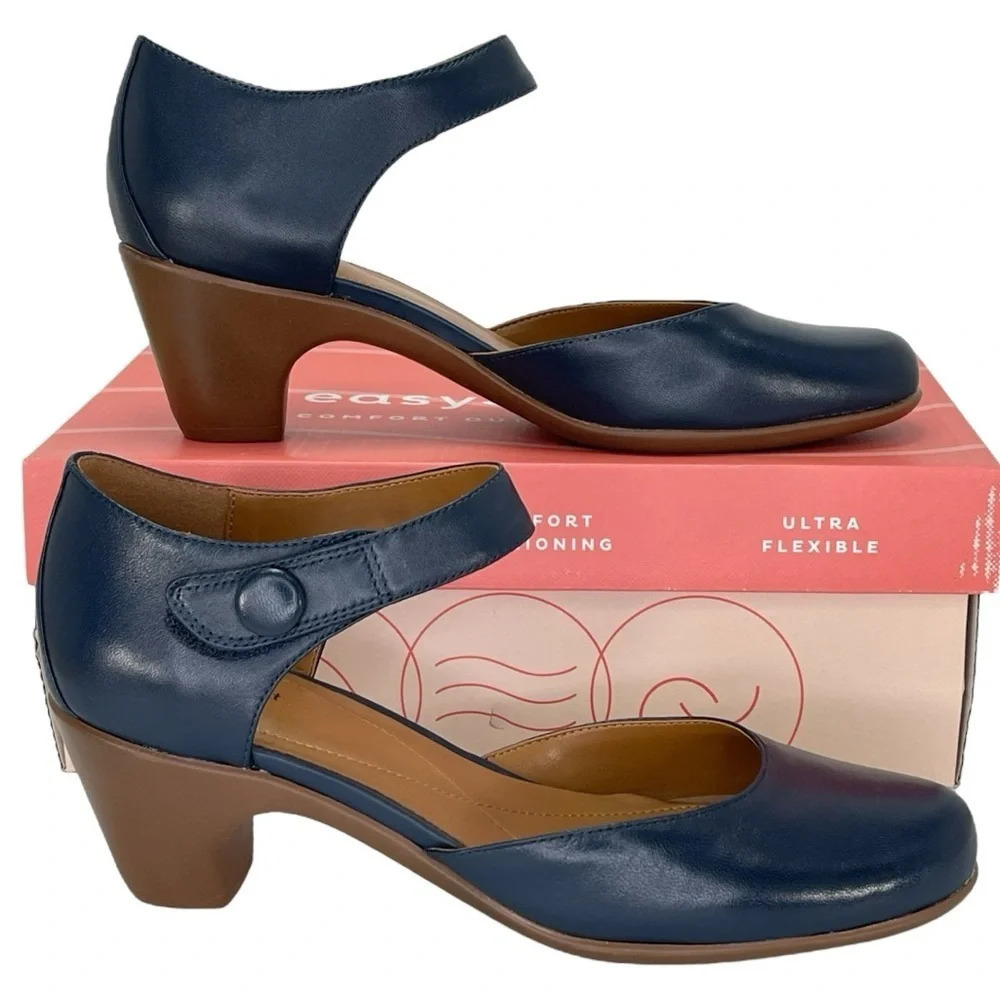 Easy Spirit Clarice Dark Blue Leather Womens Heels Size 10M - Picture 15 of 16